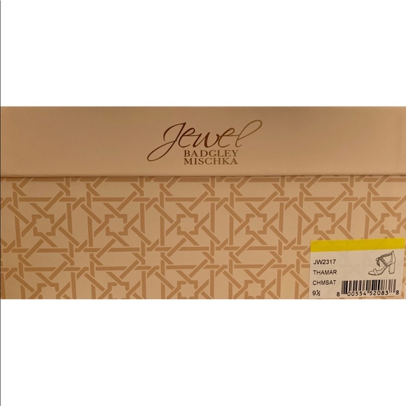 Jewel Badgley Mischka Champagne Satin Block Heels - Picture 5 of 7